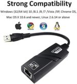 ⁦USB 3.0 to RJ45 Network Adapter 10/100/1000Mbps Portable Ethernet Network Adapter for Chromebook, MacBook, Mac Pro/Mini, XPS, Surface Pro, Ultrabook, Windows Linux, PC Brand: Generic⁩ - الصورة ⁦3⁩