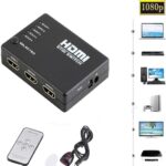 Mini 5 Port 4K Video HDMI Switch Switcher HDMI Splitter with IR Remote Splitter Box
