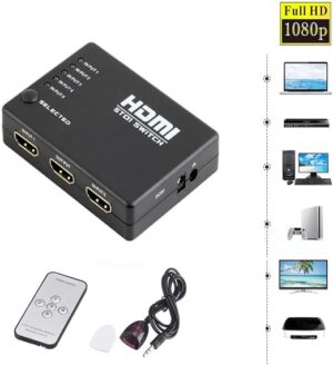 Mini 5 Port 4K Video HDMI Switch Switcher HDMI Splitter with IR Remote Splitter Box